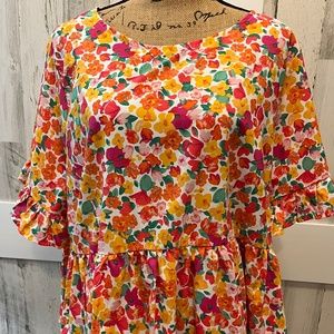 CLEARANCE SALE - SHEIN Yellow and Orange Flutter Sleeve Blouse